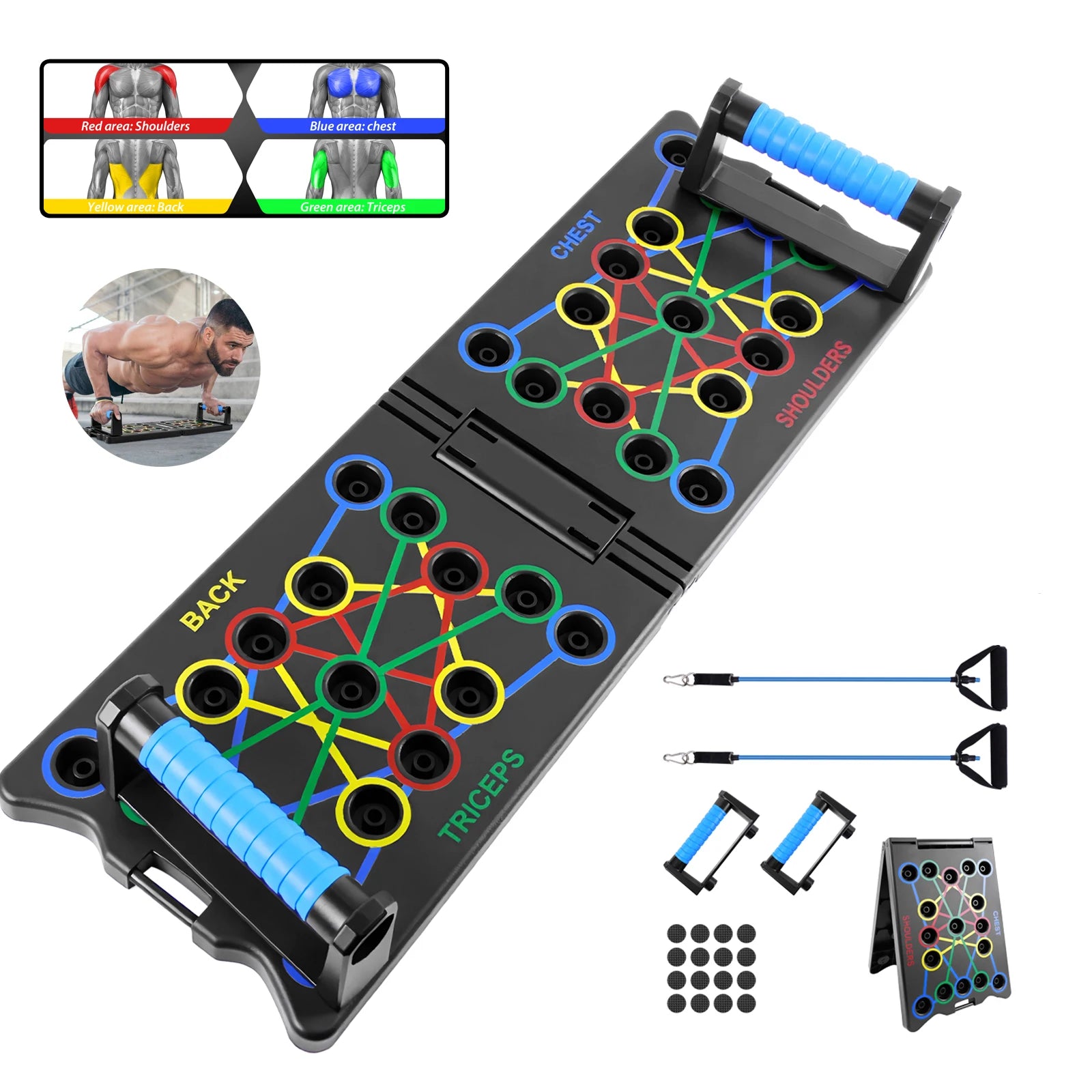 Foldable Push-up Board 24-in-1 Push-up Bar Portable Multifunctional Fitness Equipment for Chest Abdomen Arms Back Training