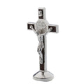 9cm Metal Crucifix Cross Statue Jesus Christ Model with Sticky Base Christian Crucifix Catholic Home Desktop Decoration