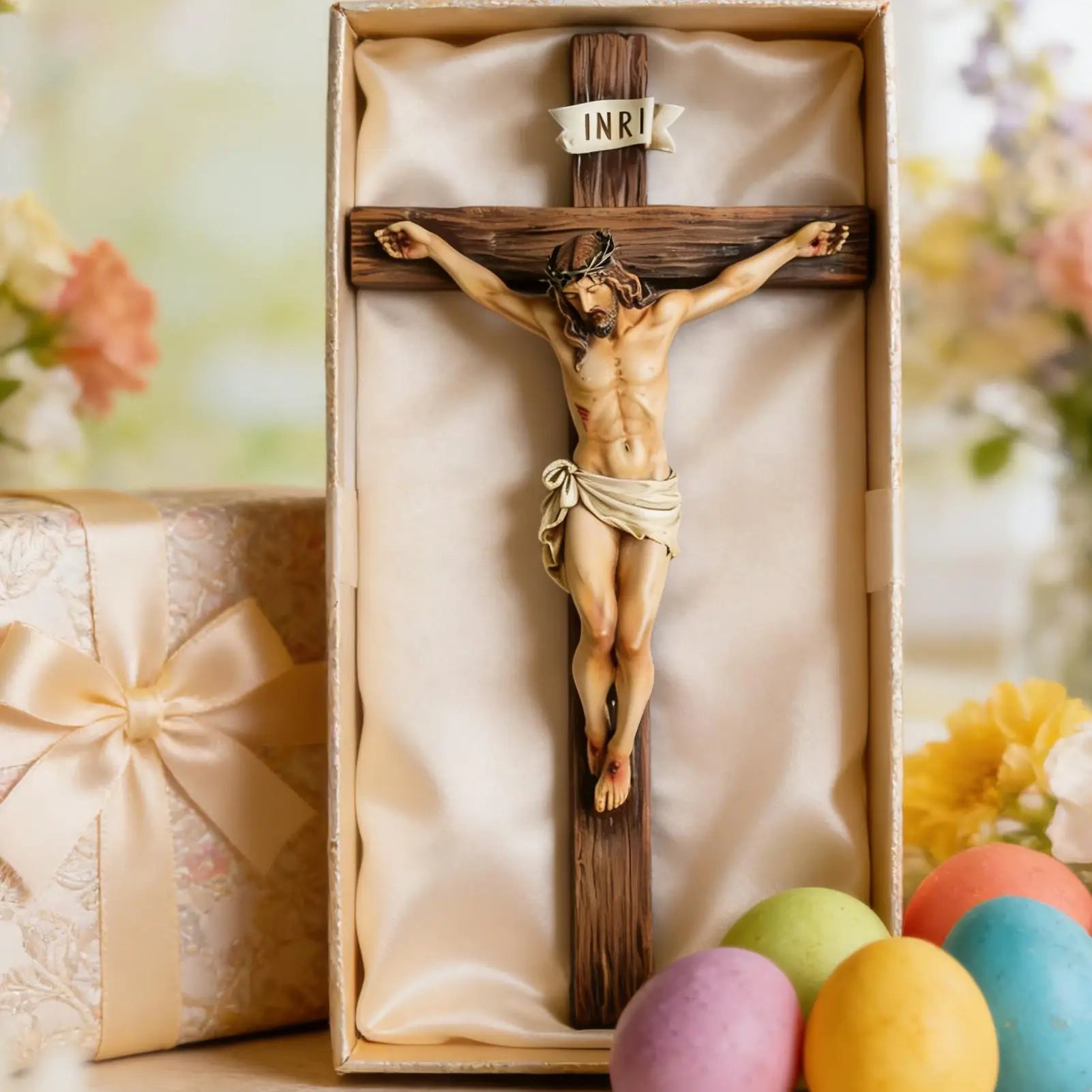 9.6" Christian Gift Religious Jesus Cross Crucifix Statue | Resin Wall Hanging Decor