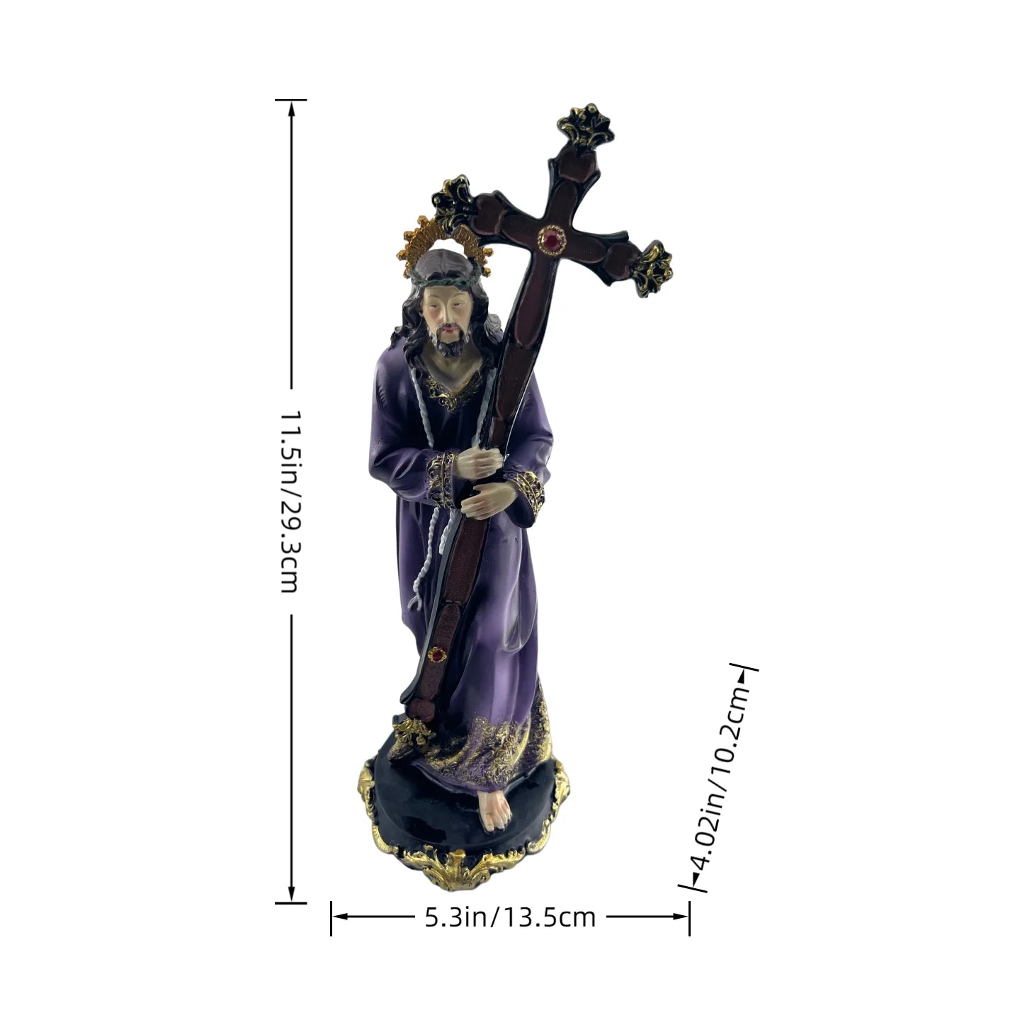 Jesus Carrying Cross Statue | Purple Robe Christ Bearing the Cross Figurine & Home Decor