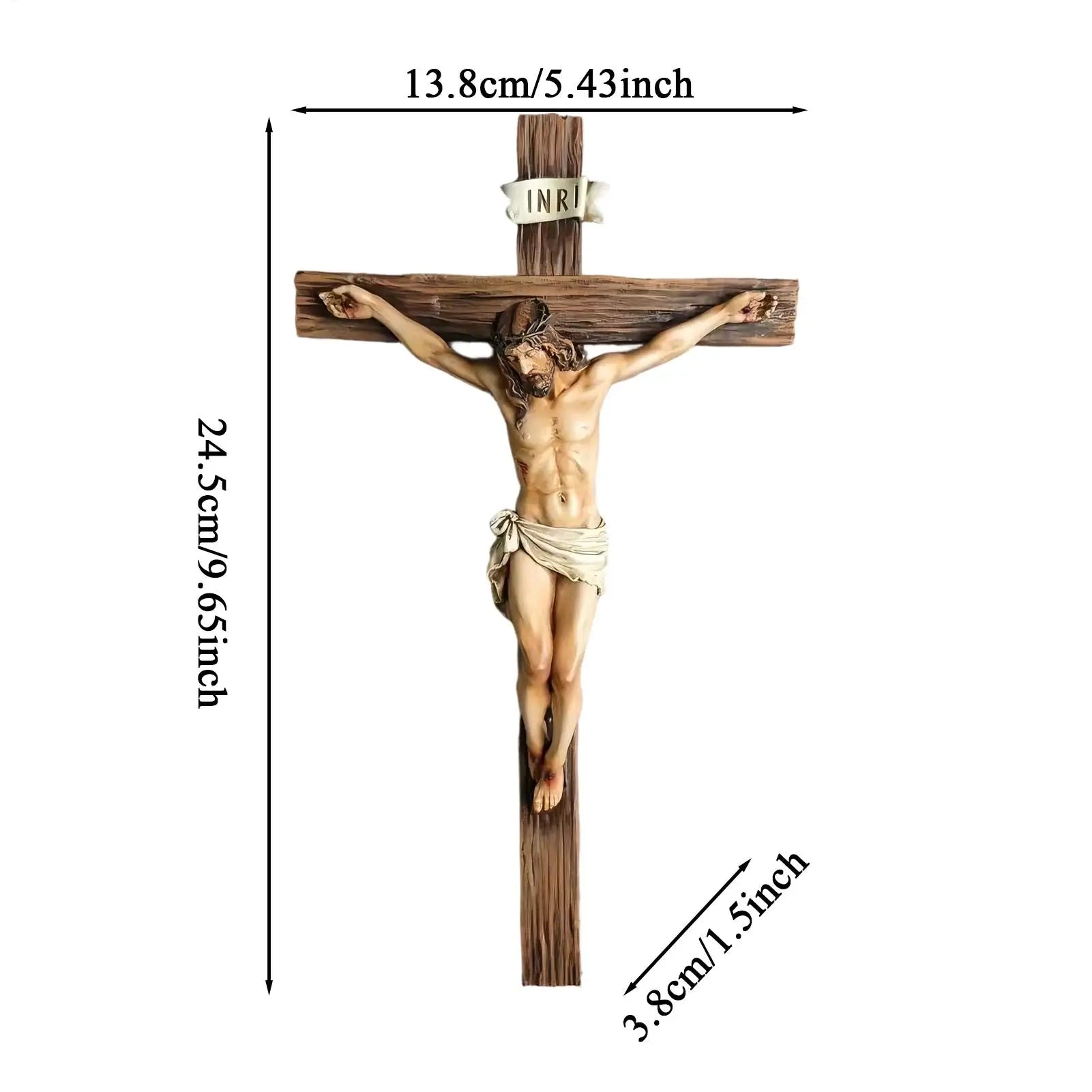 9.6" Christian Gift Religious Jesus Cross Crucifix Statue | Resin Wall Hanging Decor