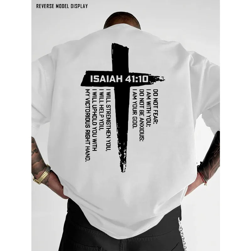 Christian Cross and Bible Verse Graphic Tee | Breathable Short Sleeve T-Shirt for Men