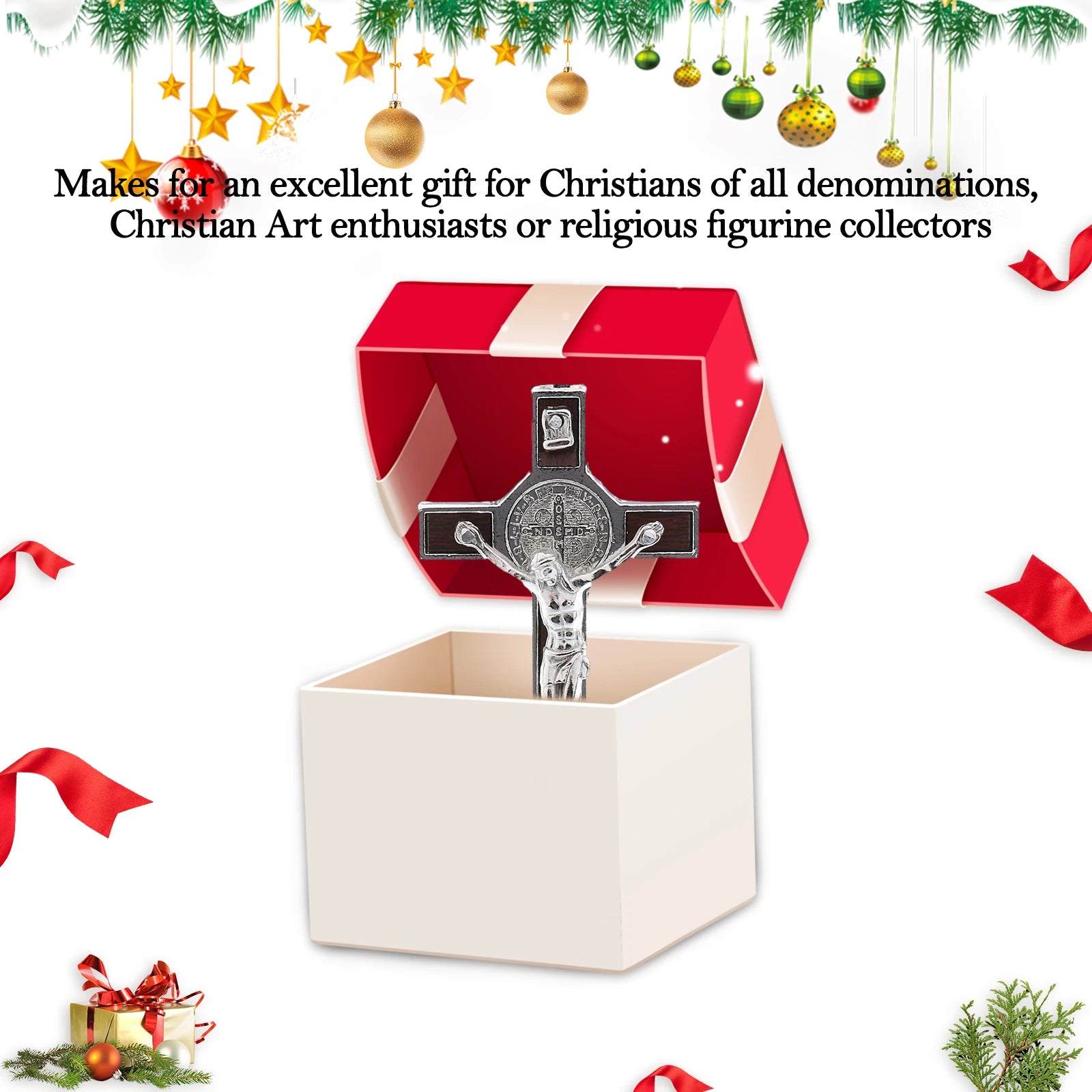 9cm Metal Crucifix Cross Statue Jesus Christ Model with Sticky Base Christian Crucifix Catholic Home Desktop Decoration
