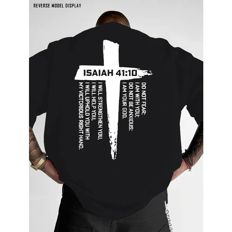Christian Cross and Bible Verse Graphic Tee | Breathable Short Sleeve T-Shirt for Men