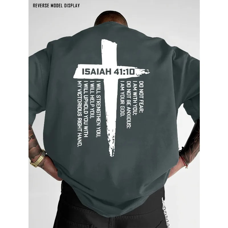 Christian Cross and Bible Verse Graphic Tee | Breathable Short Sleeve T-Shirt for Men