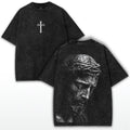 Jesus Is King T-Shirt Christian Cross Print Vintage Washed Cotton Retro Religious Graphic Tee Streetwear Unisex Top