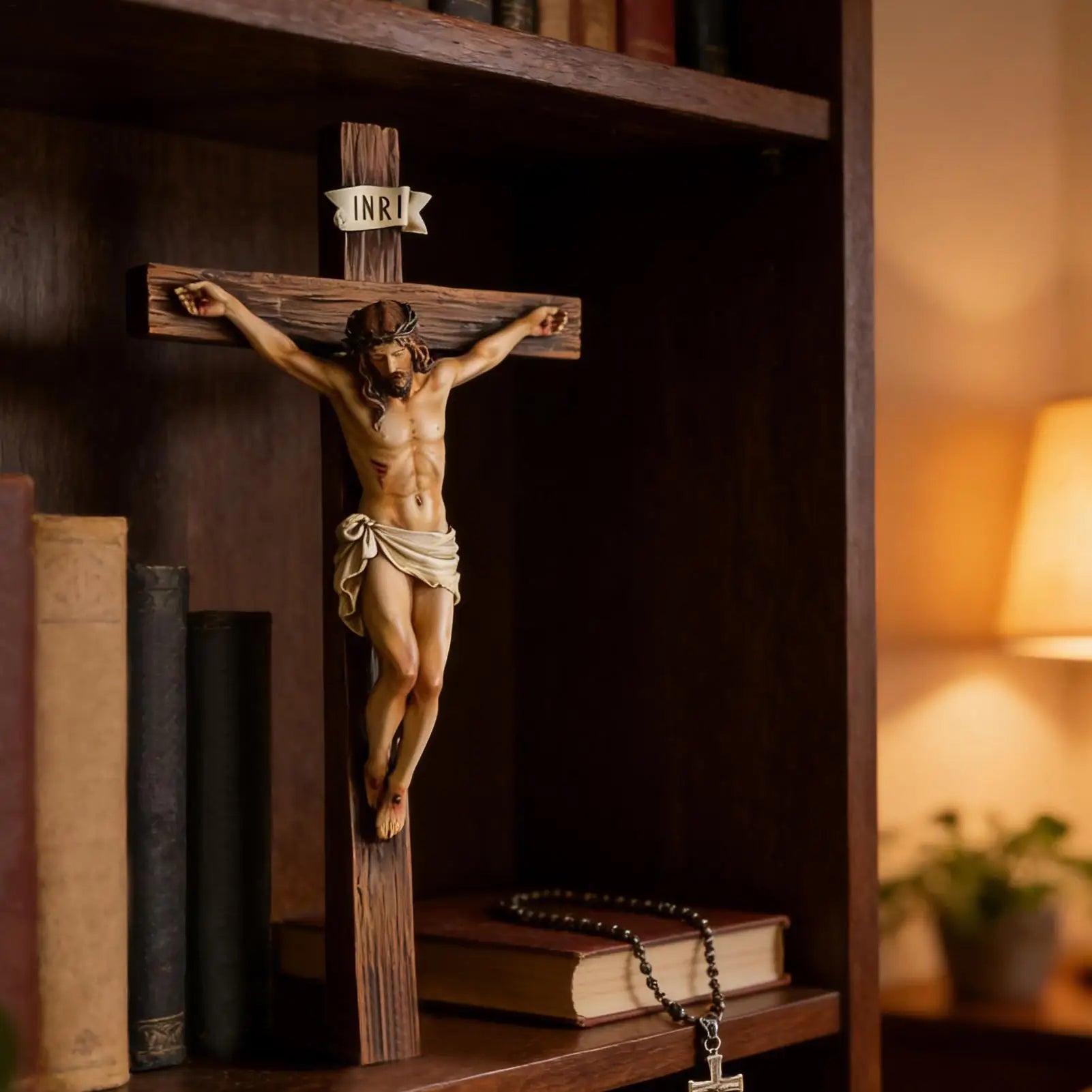 9.6" Christian Gift Religious Jesus Cross Crucifix Statue | Resin Wall Hanging Decor