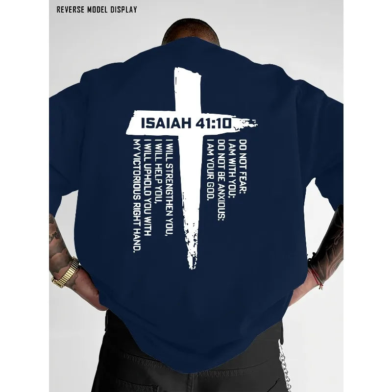 Christian Cross and Bible Verse Graphic Tee | Breathable Short Sleeve T-Shirt for Men