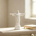 Christ The Redeemer 3D Printed Statue | Geometric White Jesus Tabletop Figurine Decor
